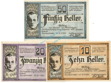 Aurolzmünster , Notgeld Set 3 Scheine unc-kfr. K-K.69 , o.D. Ober Österreich -0498-