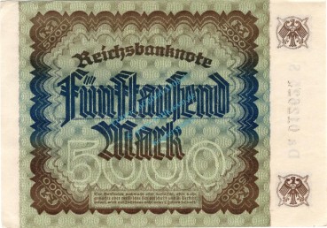 Preview: Banknote , 5.000 Mark Schein kfr. DEU-91.e, Ros.80, P.81 , 1922 Inflation -1328-