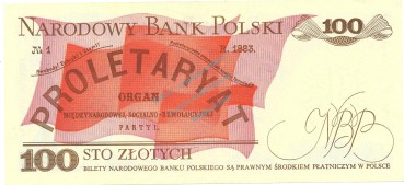 Preview: Banknote Polen , 100 Zloty Schein unc-kfr. 1986, -L.Warynski- WPM.143 -0341-