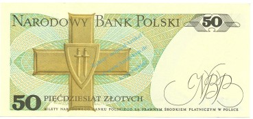 Preview: Banknote Polen , 50 Zloty Schein unc-kfr. 1988, -K.Swierczewski- WPM.142 -0340-