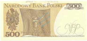 Preview: Banknote Polen , 500 Zloty Schein unc-kfr. 1982, -T.Kosciuszko- WPM.145 -0342-