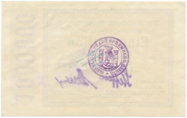 Preview: Banknote Stadtbank Spremberg , 1 Million Mark Schein in kfr. Keller 4838.II.L , von 1923 , Brandenburg Inflation