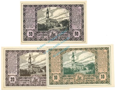 Bergheim , Notgeld Set 3 Scheine unc-kfr. K-K.82.II , o.D. Salzburg -0502-