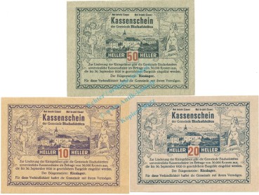 Bischofstetten , Notgeld Set 3 Scheine unc-kfr. K-K.92 , o.D. Nieder Österreich -0505-