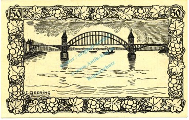 Preview: Bonn , Notgeld 50 Pfennig Schein Nr.1 unc-kfr. M-G.140.1.a , NW 1921 Seriennotgeld -5851-