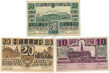 Brunn , Notgeld Set 3 Scheine unc-kfr. K-K.109 , 1920 Nieder Österreich -0508-