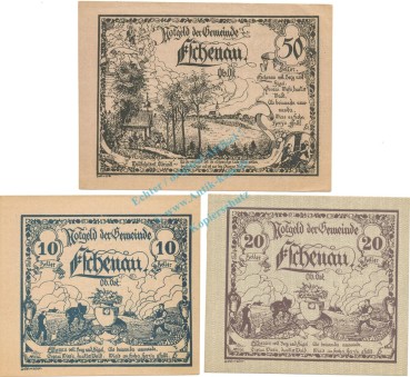 Eschenau , Notgeld Set 3 Scheine unc-kfr. K-K.187 , 1920 Ober Österreich -0521-
