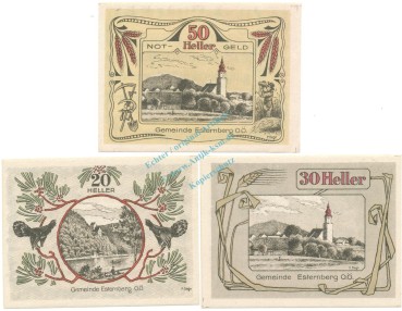 Esternberg , Notgeld Set 3 Scheine unc-kfr. K-K.189 , o.D. Ober Österreich -0520-