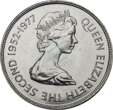 Preview: Falkland , 50 Pence Münze 1977 -1952 bis 1977 Elizabeth II- KM.10 vz-stgl -0292-