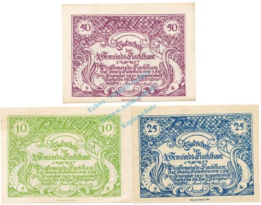 Fischlham , Notgeld Set 3 Scheine unc-kfr. K-K.203 , o.D. Ober Österreich -0518-