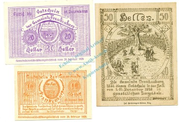 Frankenberg , Notgeld Set 3 Scheine unc-kfr. K-K.206 , 1920 Ober Österreich -0540-