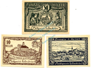 Gallneukirchen , Notgeld Set 3 Scheine unc-kfr. K-K.218 , 1920 Ober Österreich -0539-