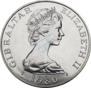 Preview: Vorlage MÜNZEN - MEHRFACH Gibraltar , 1 Crown Münze 1980 -80. Geburtstag Queen Mother- KM.11 vz-stgl -0274-