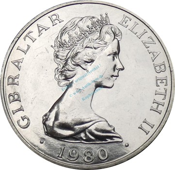 Preview: Gibraltar , 1 Crown Münze 1980 -Lord Nelson 1758 bis 1805- KM.12 vz-stgl -0279-