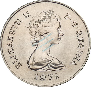 Gibraltar , 25 Pence Münze 1971 -Queen Elizabeth II- KM.5 vz-stgl -0270-
