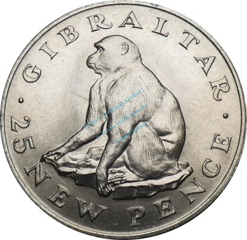 Preview: Gibraltar , 25 Pence Münze 1971 -Queen Elizabeth II- KM.5 vz-stgl -0270-