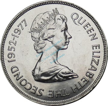 Preview: Gibraltar , 25 Pence Münze 1977 -Elizabeth II- KM.10 vz-stgl -0263-