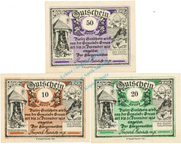 Grossarl , Notgeld Set 3 Scheine unc-kfr. K-K.292 , o.D. Salzburg -0531-