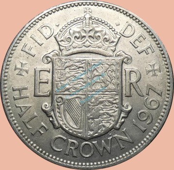 Preview: Grossbritannien , half Crown 1967 -Elizabeth II, Krönung- ss-vz -0343-