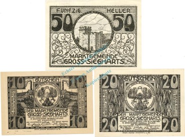 Groß Siegharts , Notgeld Set 3 Scheine unc-kfr. K-K.297 , o.D. Nieder Österreich -0532-