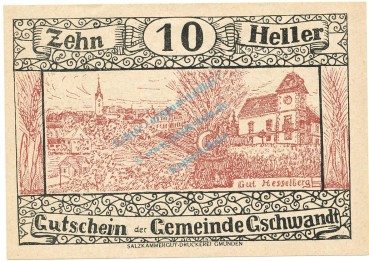 Preview: Gschwandt , Notgeld 10 Heller -Druckfehler- unc-kfr. K-K.305.b , 1920 Ober Österreich -0525-