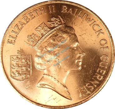 Preview: Guernsey , 2 Pence Münze 1985 -Queen Elizabeth II- KM.41 ss-vz -0307-