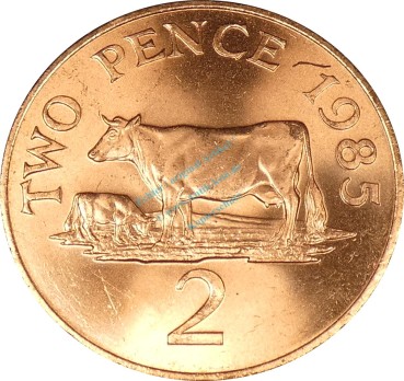 Guernsey , 2 Pence Münze 1985 -Queen Elizabeth II- KM.41 ss-vz -0307-