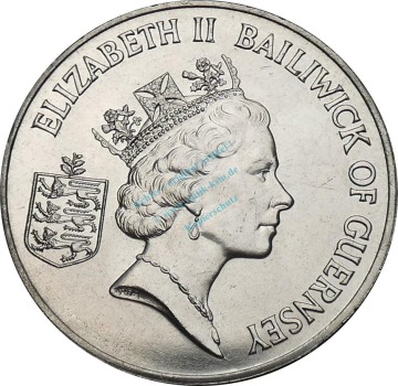 Preview: Guernsey , 2 Pound Münze 1985 -40. Jahrestag der Befreiung- KM.47 vz-stgl -0277-