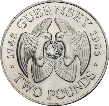 Guernsey , 2 Pound Münze 1985 -40. Jahrestag der Befreiung- KM.47 vz-stgl -0277-