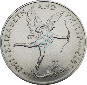 Guernsey , 25 Pence Münze 1972 -Königin Elisabeth II. und Prinz Philip- KM.26 vz-stgl -0288-