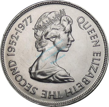 Guernsey , 25 Pence Münze 1977 -Queen Elizabeth II- KM.31 vz-stgl -0281-