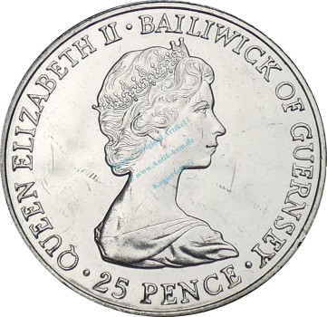 Preview: Guernsey , 25 Pence Münze 1980 -80. Birthday Queen Mother- KM.35 vz-stgl -0278-