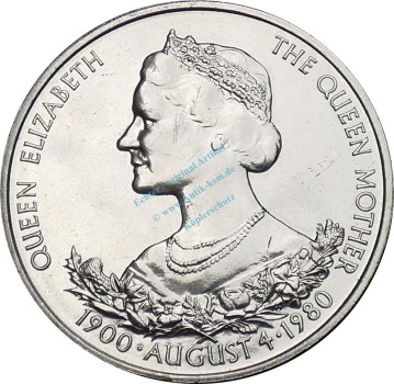 Guernsey , 25 Pence Münze 1980 -80. Birthday Queen Mother- KM.35 vz-stgl -0278-