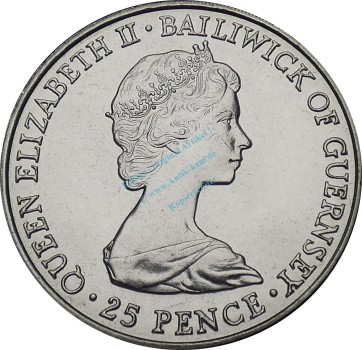 Preview: Guernsey , 25 Pence Münze 1981 -Prince Charles Lady Diana- KM.36 vz-stgl -0265-