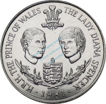 Guernsey , 25 Pence Münze 1981 -Prince Charles Lady Diana- KM.36 vz-stgl -0265-