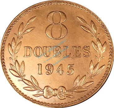 Guernsey , 8 Doubles 1945 -unter George VI. 1936-1952- KM.14 ss-vz -0300-