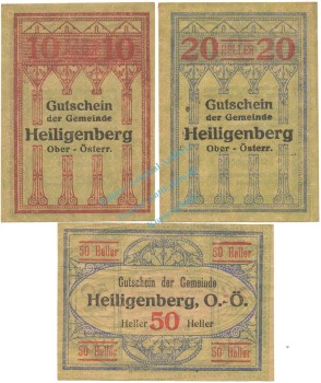 Heiligenberg , Notgeld Set 3 Scheine unc-kfr. K-K.361 , 1920 Ober Österreich -0562-