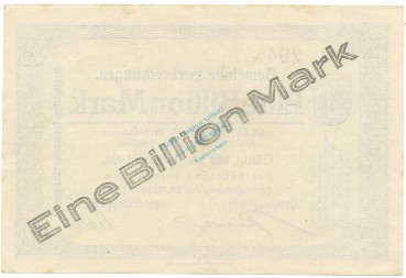 Preview: Herbrechtingen , Banknote 1 Billion Mark f-kfr. Ke.2325.d , WÜR 1923 Inflation -3646-
