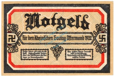 Honnef , Notgeld 1 Mark Schein Nr.4 unc-kfr. M-G.626.1 , RHL 1922 Seriennotgeld -5859-