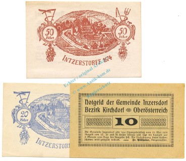 Inzersdorf , Notgeld Set 3 Scheine unc-kfr. K-K.415 , 1920 Ober Österreich -0558-