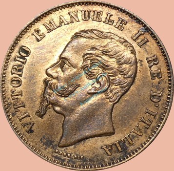 Italien , 5 Centesimi Münze 1867.M -Vittorio Emanuele II- KM.3.2 ss-vz -0345-