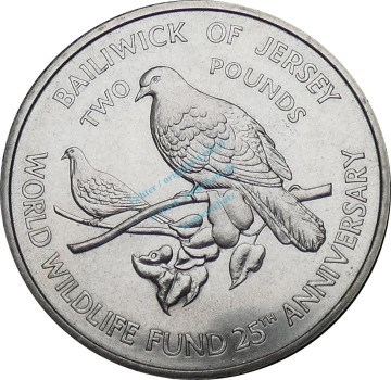 Jersey , 2 Pound Münze 1987 -Jubiläum, 25 Jahre WWF-Elizabeth II- KM.70 vz-stgl -0271-