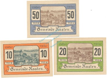 Kasten , Notgeld Set 3 Scheine unc-kfr. K-K.428 , 1920 Nieder Österreich -0553-