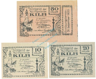Kilb , Notgeld Set 3 Scheine unc-kfr. K-K.436 , o.D. Nieder Österreich -0555-
