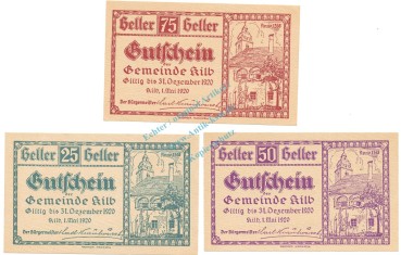 Kilb , Notgeld Set 3 Scheine unc-kfr. K-K.436.II , 1920 Nieder Österreich -0557-