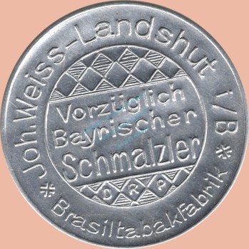 Landshut , Kapselgeld 10 Pfennig -Bayrischer Schmalzler- unc-kfr. BAY o.D. -0101-