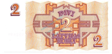 Preview: Lettland Banknote 2 Rubli Schein unc-kfr. 1992 -Latvijas Republika- WPM.36 -0388-