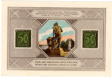 Preview: Lübeck , Notgeld 50 Pfennig Schein Nr.4 unc-kfr. M-G.826.19 , SH 1921 Seriennotgeld -5865-