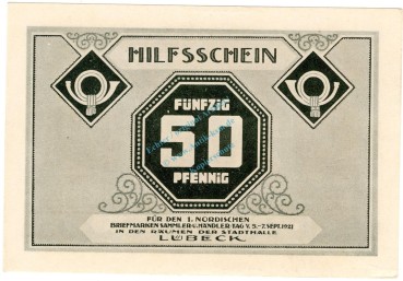 Lübeck , Notgeld 50 Pfennig Schein Nr.4 unc-kfr. M-G.826.19 , SH 1921 Seriennotgeld -5865-