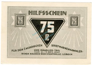 Lübeck , Notgeld 75 Pfennig Schein Nr.5 unc-kfr. M-G.826.17 , SH 1921 Seriennotgeld -5867-